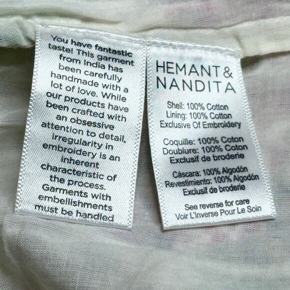 Hemant And Nandita Short Floral Eyelet Scalloped Mini Dress Large - Picture 7 of 10